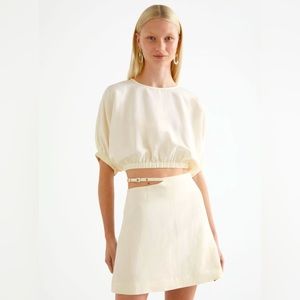 & Other Stories Linen Cut Out Mini Skirt SZ 12